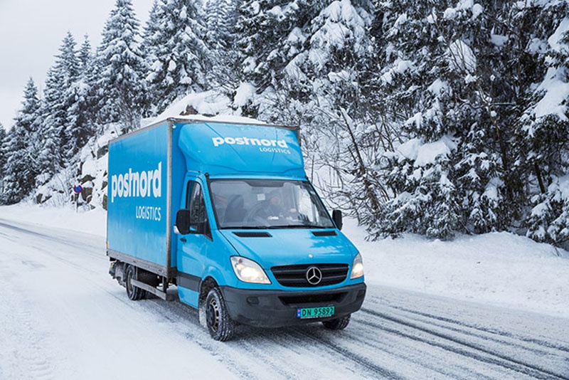 postnord crisis management truck driving in snow